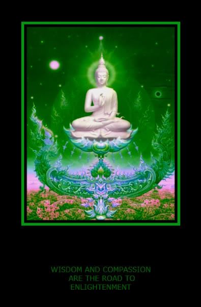 White Buddha on green