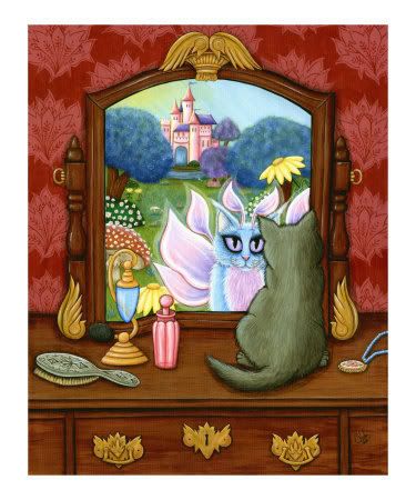 fantasy cat with mirror