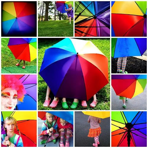 Rainbow umbrella collage Pictures, Images and Photos