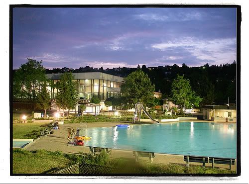 Swimming pool at night