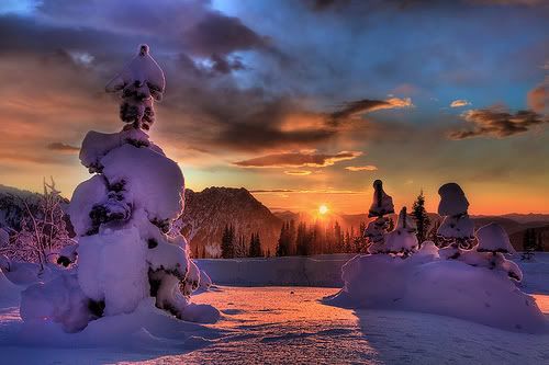 Gorgeous snowy sunset