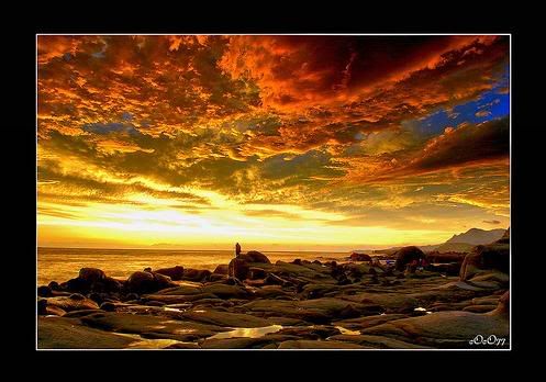 Beach and sunset sky