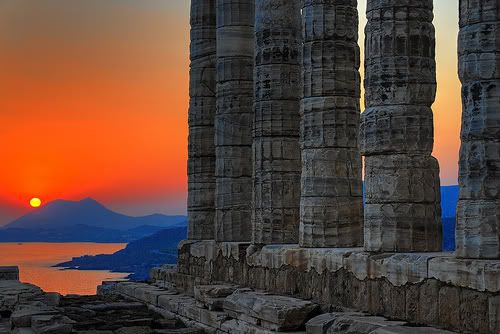 Temple and sunset