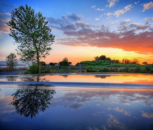 Sunset over water