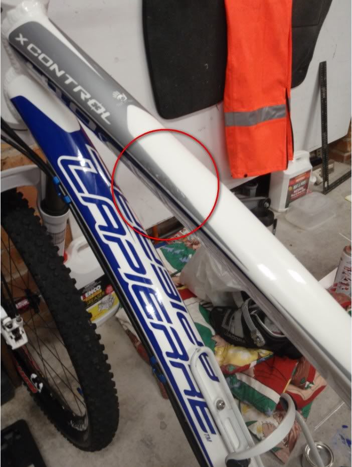 Frame rub from bike carrier and repair Rotorburn