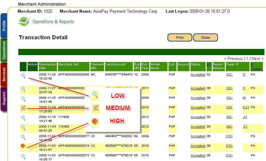 Log on to your merchant account and click on 'Operations' tab and click 