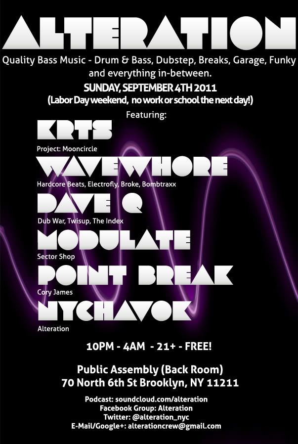 Alteration,NYC,Dontsleepnyc,KRTS,Wavewhore,Dave Q,Grime,Dubstep,Breaks