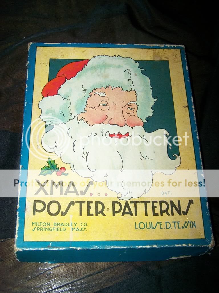   XMAS POSTER PATTERNS Santa Claus Christmas Paper Toy Box 1920s  