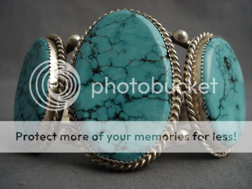 RARE OLD NAVAJO SPIDER WEB TURQUOISE SILVER BRACELET  