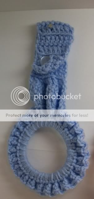 crochet hanging towel holder lt. blue kitchen  