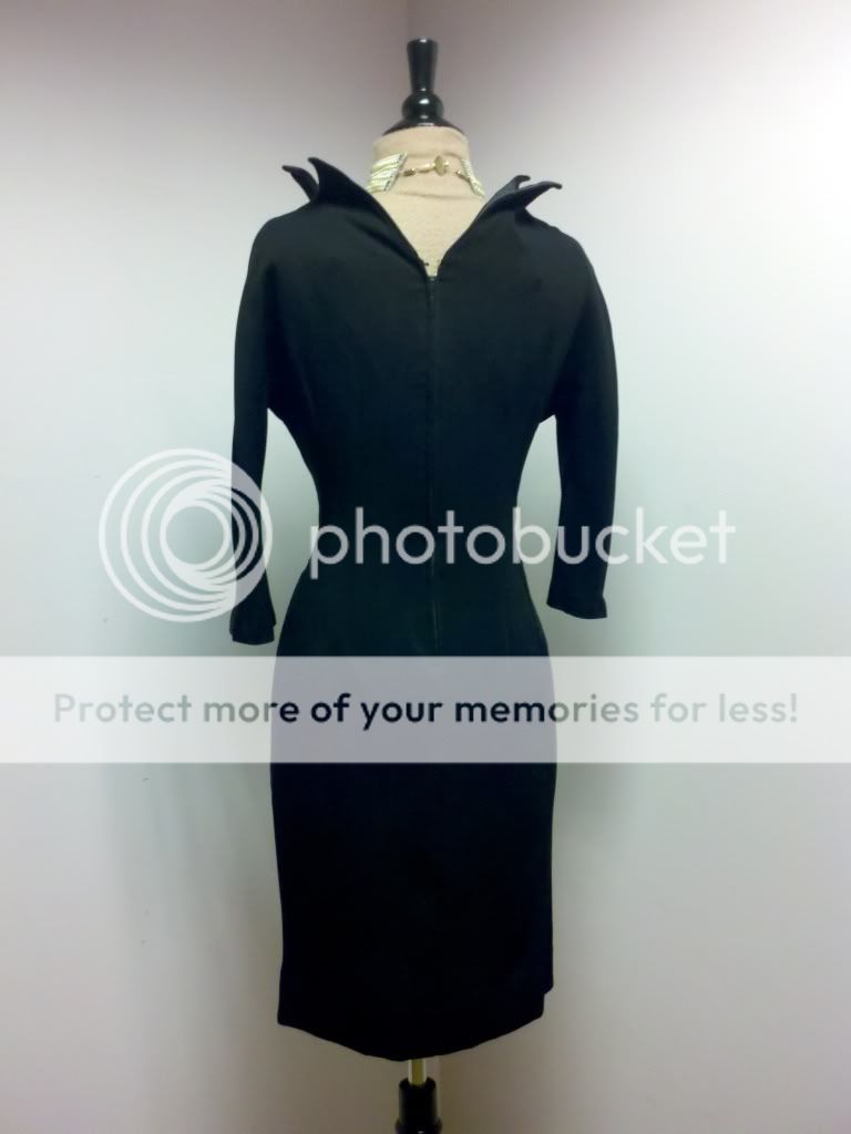  1950s black wiggle dress couture dress fits size 8 to size 10 photos 