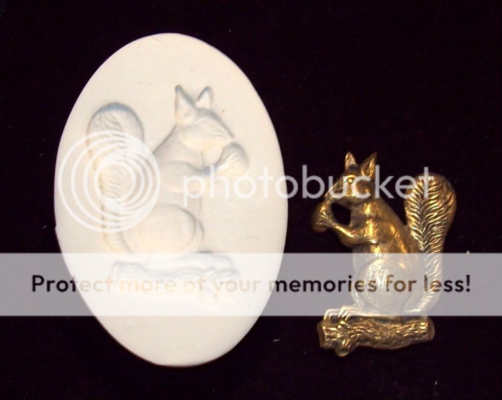 SQUIRREL with ACORN ~ CNS polymer clay mold art mould  