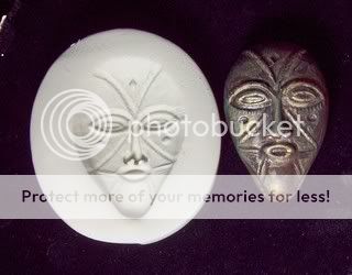 TRIBAL FACE MASK mixed media ~ CNS polymer clay mold  