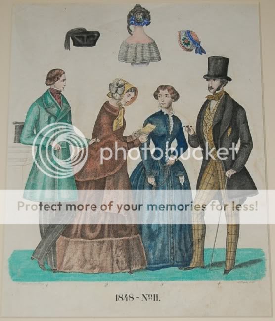 COLORIERTER STAHLSTICH BIEDERMEIER MODE PRAG UM 1848  