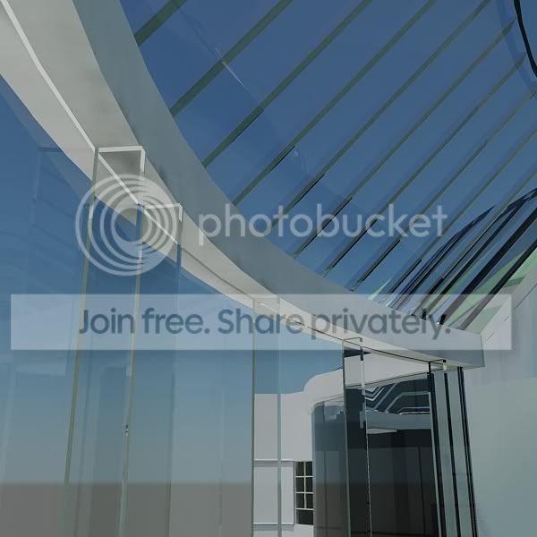 inside glass hallway